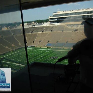 scratched curtainwall resurfacing tempered notre dame