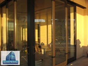 Scratched sliding doors look new again at sunset in Brandon, FL