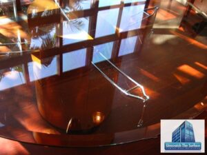 scratched glass table needs resurfacing in Bel Air, CA