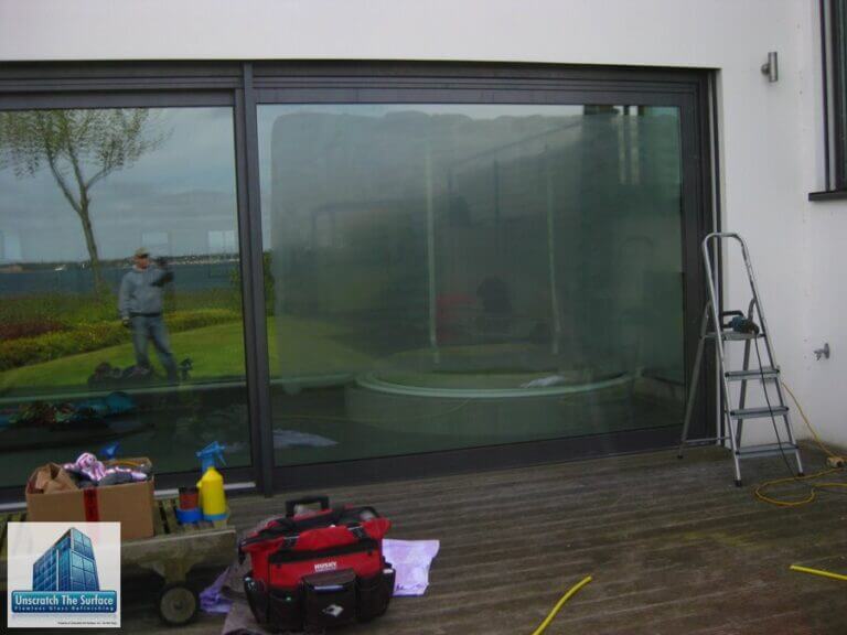 Glass Resurfacing Germany - Custom Waterfront Home We needed to completely take scratches out of glass on this sliding door. Location : Kiel, Germany
