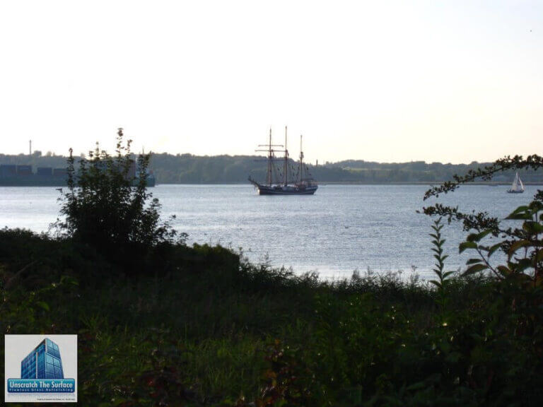 Glass Resurfacing Germany - Custom Waterfront Home We saw old sailing ship while working on scratched glass in Kiel, Germany.