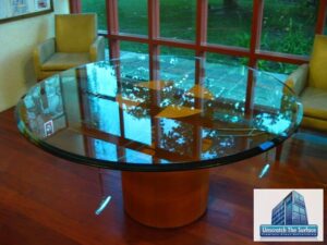 After removing glass scratches and polishing, kitchen table looks new again in Bel Air, CA
