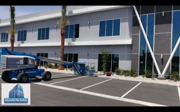 All glass scratch removal on this Las Vegas, NV project was on second floor, requiring boom lift.