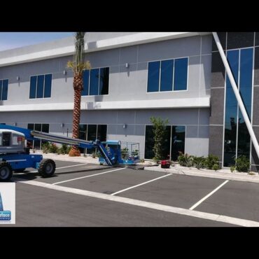 All glass scratch removal on this Las Vegas, NV project was on second floor, requiring boom lift.