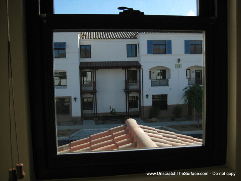 Fabrication Debris Scratch Removal | Remove 100% of Fines How glass looks after fabrication debris removed and window polishing completed. Palm Springs, CA
