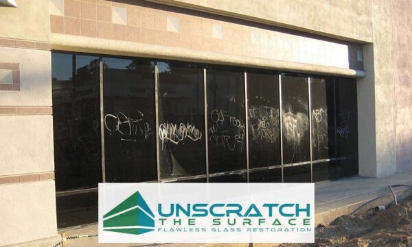 deep scratch glass graffiti removal - ventura county