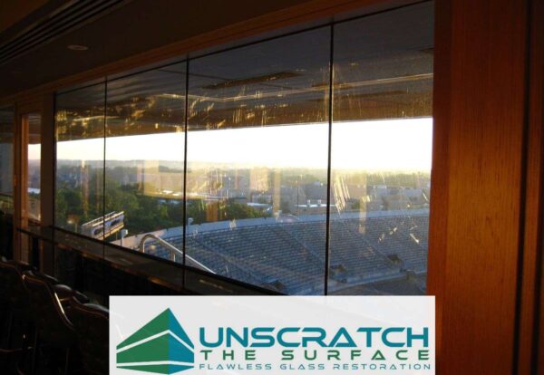 view of glass scratches in sunlight Widespread Glass Scratch Refinishing tempered glass resurfacing in sunlight