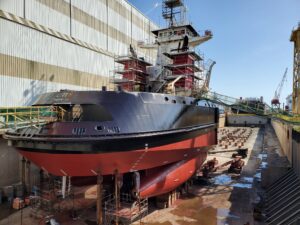 Liberty tugboat dry dock Tampa FL - glass scratch repair project complete