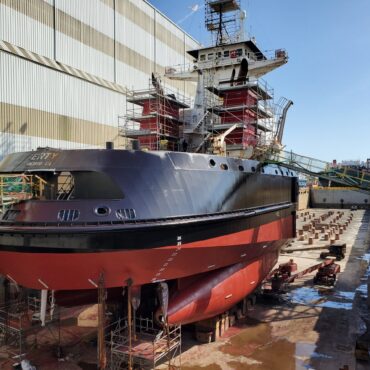 Liberty tugboat dry dock Tampa FL - glass scratch repair project complete
